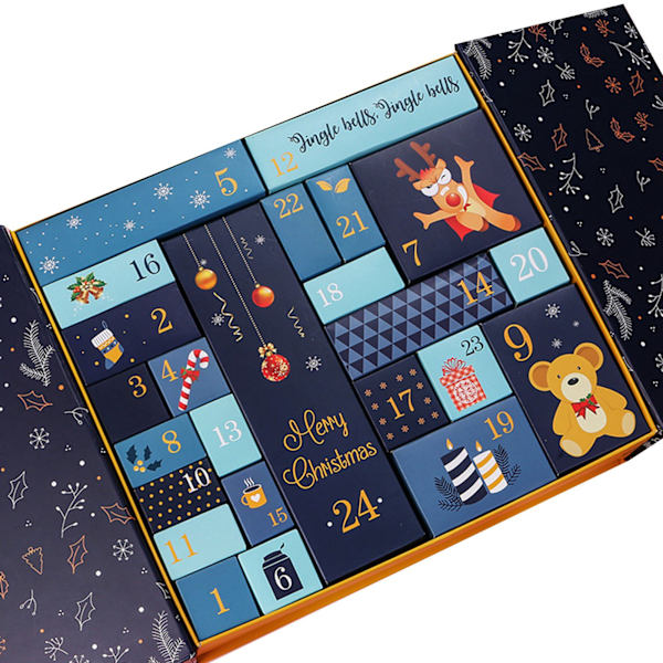 Julklappsbox 24 Små Presentaskar Jul-tema Mönster Presentask Julklappsdekoration