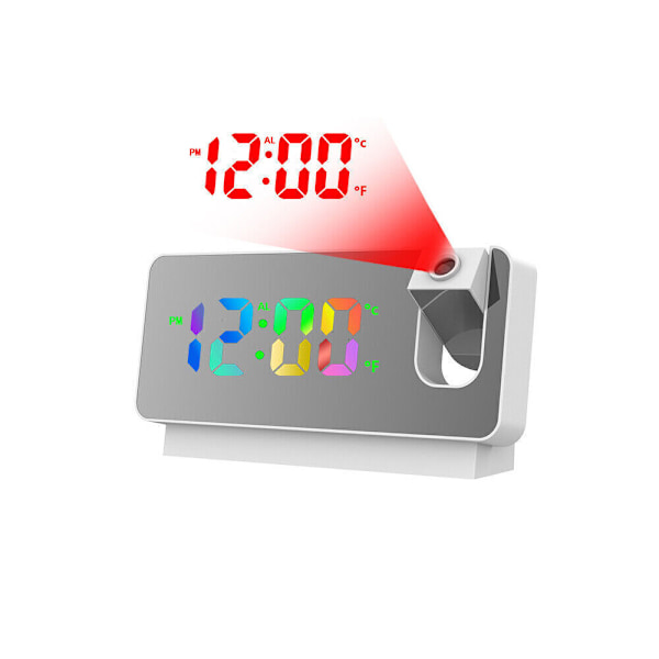 LED-väckarklocka med projektion digital väckarklocka temperatur dimbar bordsur väckarklocka USB