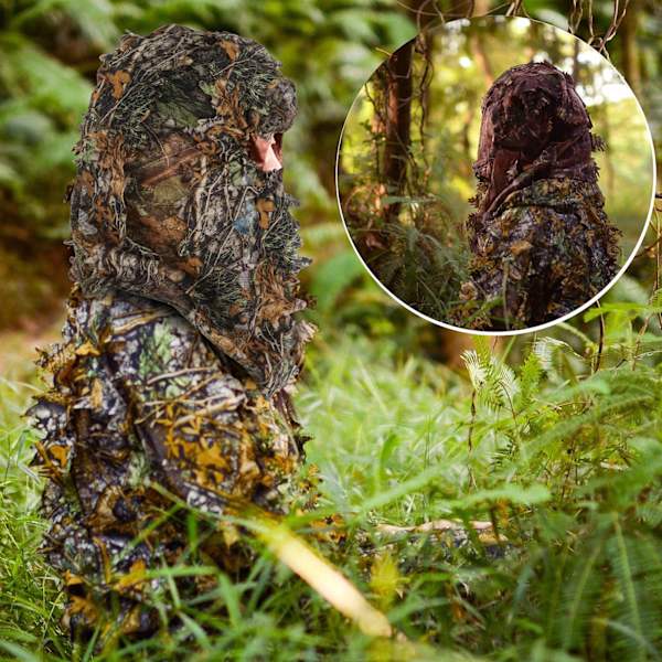 Kamouflage Lövhatt 3D Full Face Huvudbonad för Camping Jakt Utomhustillbehör