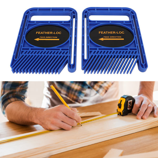 2-pack Fjäderbräda Justerbar Utökad Träbearbetningsspårsäkerhetsanordning för Bordssåg Fräsbord Stängsel Verktyg Blå