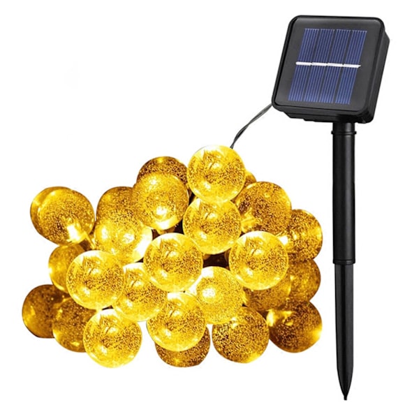 LED 1,8 cm bubbelboll solcellslinga, vattentät, hög temperaturbeständighet för heminredning, varmvit, 7 meter, 50 lampor