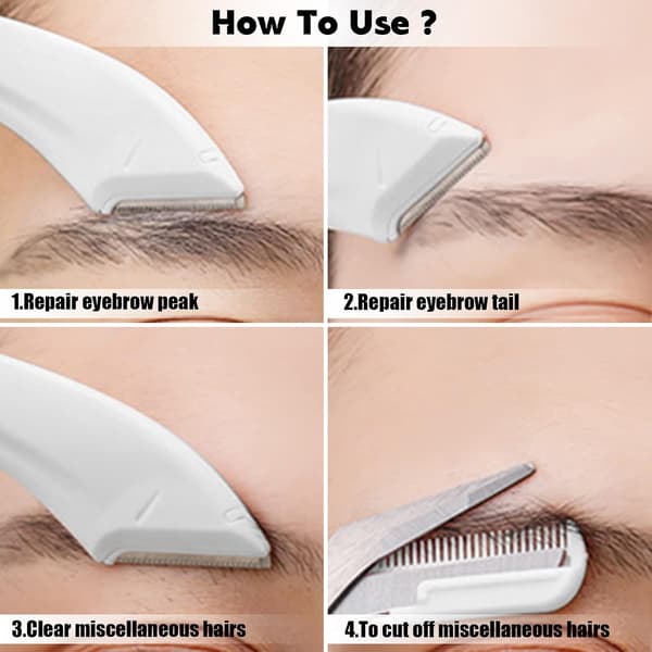 Eyebrow scissors with comb, eyebrow trimmer scissors, eyebrow trimmer, beauty tool white