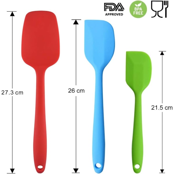 Silikon Skedspatel Set, Sömlös Design i Ett Stycke, Hög Värmebeständighet Non-Stick Flexibelt Gummi, Matlagnings Blandnings Baknings Köksredskap för