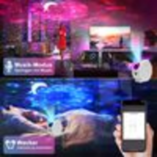 Smart LED Stjärnhimmel Projektor Wifi Kontroll Musik Synk Vattenvåg Nattljus