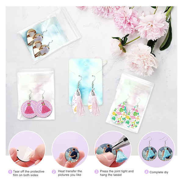 Sublimering örhängeämnen kit med örhänge krokar tofsar DIY värmeöverföring sublimering ämnen set