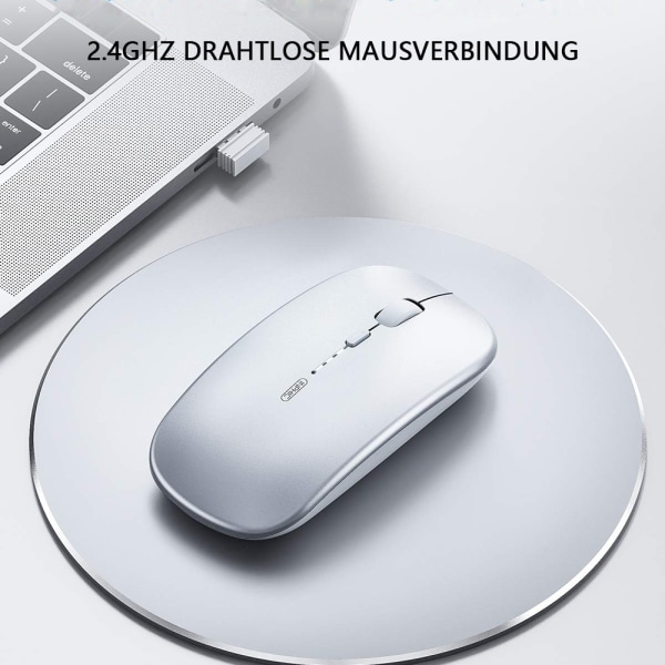 inphic Mouse Trådlös Uppladdningsbar, Ultra Slim 2.4G Tyst trådlös mus Optisk datormus 1600 DPI med USB mottagare för bärbar dator Mac MacBook,