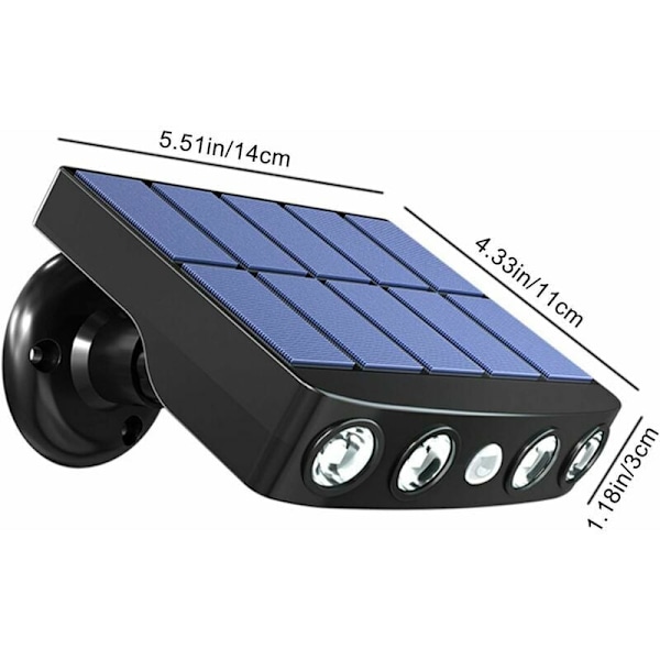 Utomhus Rörelsesensorlampa, Solcellsdrivna Strålkastare med Batteridriven Funktion för Ökad Säkerhet Enkel Installation i Trädgård, Däck och Uteplats (2-pack)