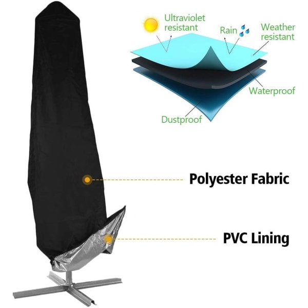 Héloise Cover, 3-3,5m Cover för utomhusbruk, Cover för offsetparasoll, 420D Polyester Cantilever Parasoll, Vattentät,