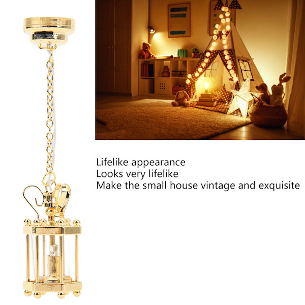 1:12 Dockhus Hängande Lampa Retro Utsökt Simulering Miniatyr Glasskärm Hängande Lampa för Dockhus Tillbehör