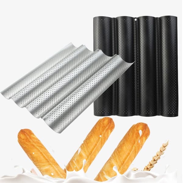 Franskbrødform for baking, perforert design og matsikkert materiale brødform med jevn baking karbonstålkonstruksjon, lang non-stick form