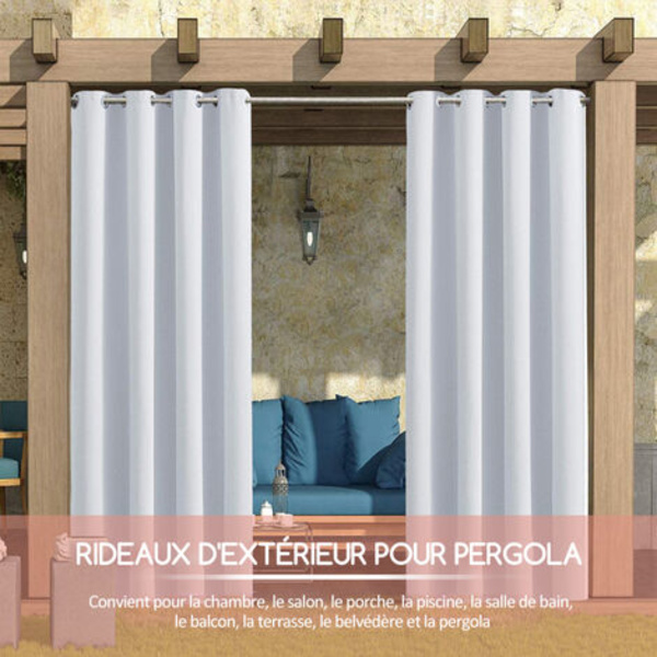 1 Panel Utomhus och Inomhus Solskyddande Gardin Sekretess Öglegardiner för Pergola Veranda Paviljong Trädgård Gräsplan Hall, 132213Cm, Vit - Vit |MAZE