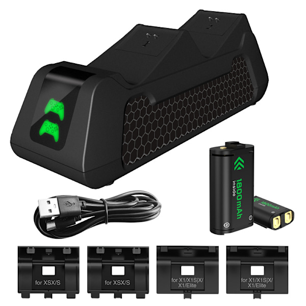 Självständig Xbox Series S/X dubbel handtag laddningsstation Xbox One trådlös handtag basladdning + batteri