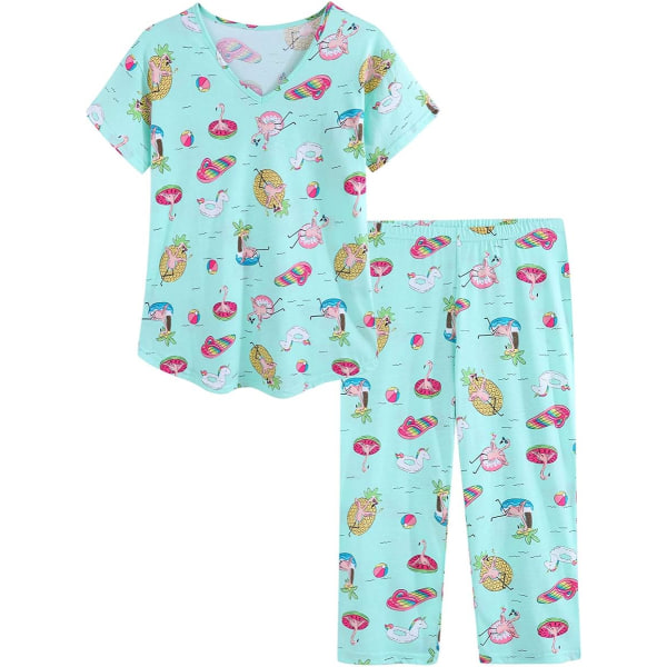 Gröna pyjamasset för kvinnor - Pyjamas för kvinnor set Plus size nattkläder Toppar med byxor Summer Pjs Sets