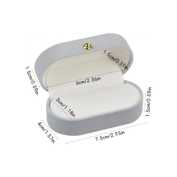 Ringbox, KkvoGmle, Sammet, 7,5x4x3,5cm, Grå