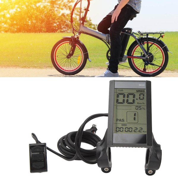 Elektrisk cykel LCD-displaymätare 24V 36V 48V Vattentät Multifunktionell 22.2mm S830 LCD-display för modifieringstillbehör