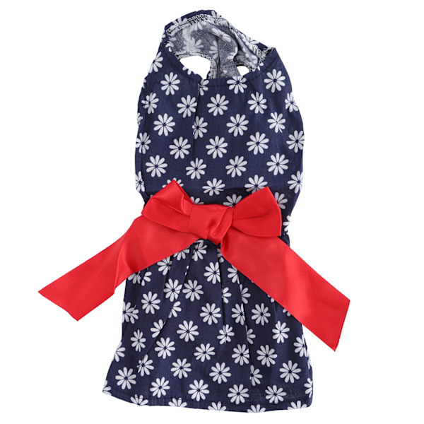 Prinsessklänning för små hundraser, fjärilsrosett, blomstermönster med prästkragar, ventilerande meshdesign, elegant utseende, speciell design för tikar