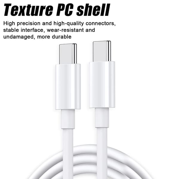 Passer for USB-C til USB-C hurtigladekabel (3 meter) Hvit