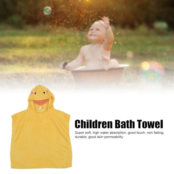 Barn Cartoon Huvtröja Strandhandduk Korallfleece Baby Simning Badhandduk Badrock Gul