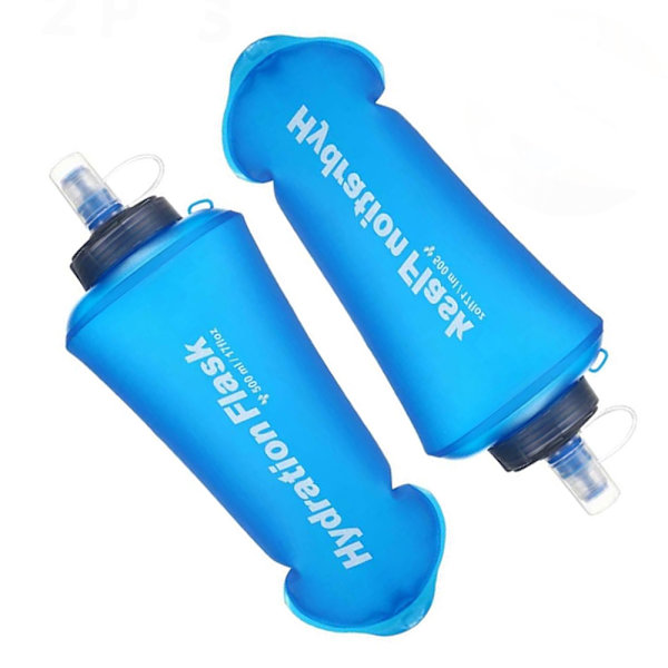 2-pack mjuka vattenflaskor, hopfällbara vattenflaskor för löpning, vandring, cykling, klättring 500 ml