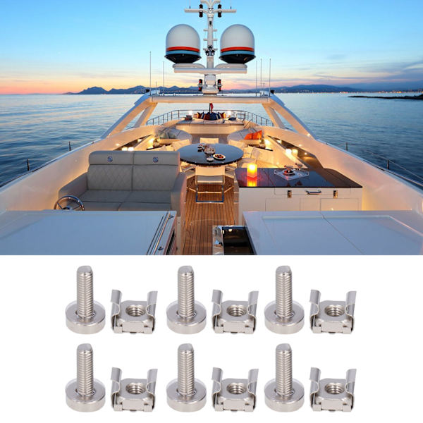 50 set burmutter M5 mutter M5x20 skruvsats nickelpläterat järn metrisk fyrkantigt hål rackmontering för marin yacht RV