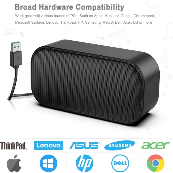 USB-datorhögtalare, PC-högtalare för bärbara datorer och USB-drivna små soundbar-högtalare med högkvalitativt ljud Plug-and-play