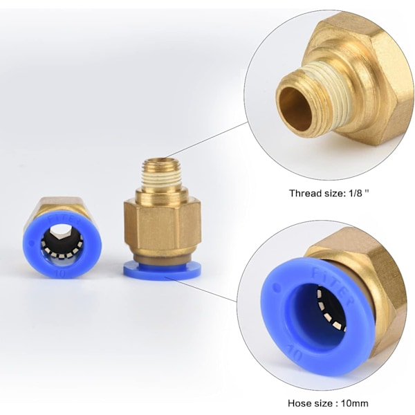 ABCRITAL 5-pack Snabbkopplingar - Pneumatisk Koppling (G1/8\" x 10mm)