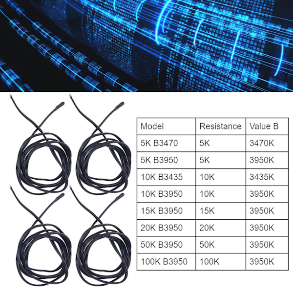 10 st NTC Termistor Sensor PVC Epoxiharts NTC Temperaturgivare för Hushållsapparater Hög Noggrannhet 1m5K B3470