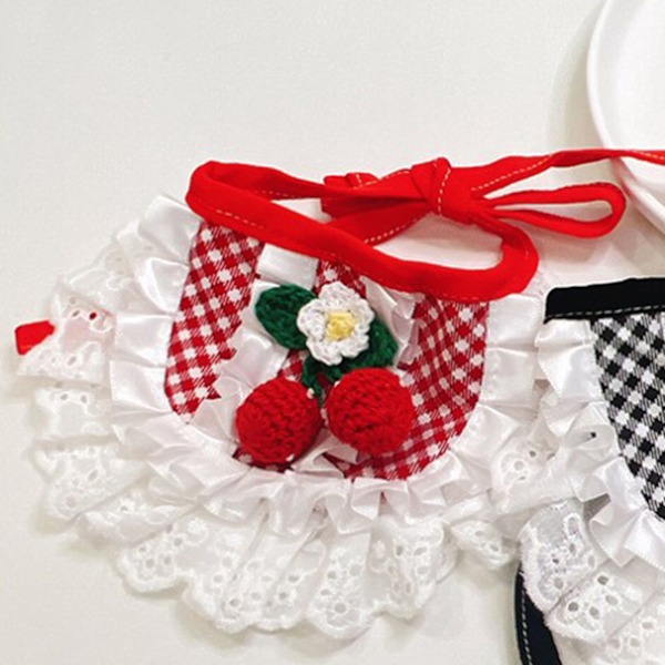 Katt Söt Haklapp Halsduk Spets Husdjur Katt Bandanas Haklapp Halsduk Kattungar Husdjur Prinsess Kostym Tillbehör Dekoration Röd Vit Rutig S (Rekommenderas Inom 6kg)