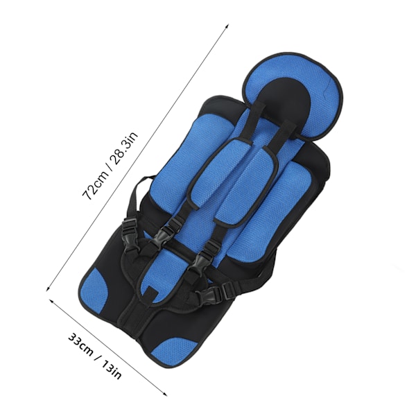 Säkerhetssäte för barn, enkel bilsäte, bärbar säte, hopfällbar justerbar rem, resetillbehör, skyddande säte, blå