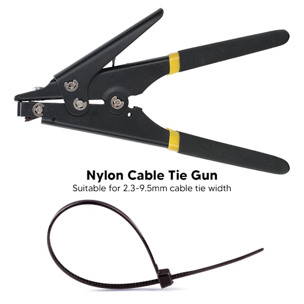 Bärbar Nylon Kabelbindare Justerbar Spänning Plast Zip Tie Fäst- och Klippverktyg Svart
