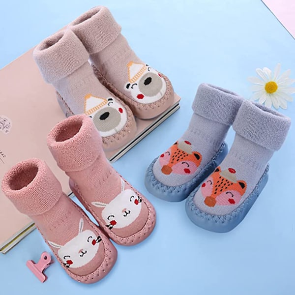3 par babystrumpor, halkfria vintertermosockor, flickor och pojkar födda 3-24 månader