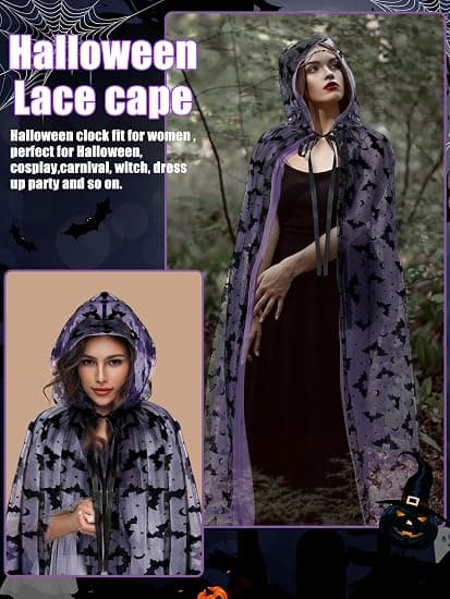 Halloween kostume lilla hætteklædt spand, middelalderlig hættekappe, vampyrkappe med hætte velegnet til rollespil og Halloweenfester stye 2