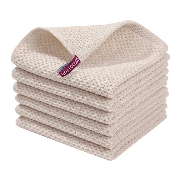 Diskhanddukar 100% bomull, set om 6, 34 x 34 cm, mjuka diskhanddukar, kökshanddukar, absorberande kökshanddukar, tjock premium diskhandduk, disktrasa, rengöring