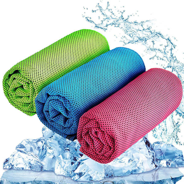 Kylhandduk 3-pack 80 x 30 cm Mikrofiberhandduk för omedelbar kylning, sval kall handduk för yoga, golf, resor, sport, camping, fotboll &