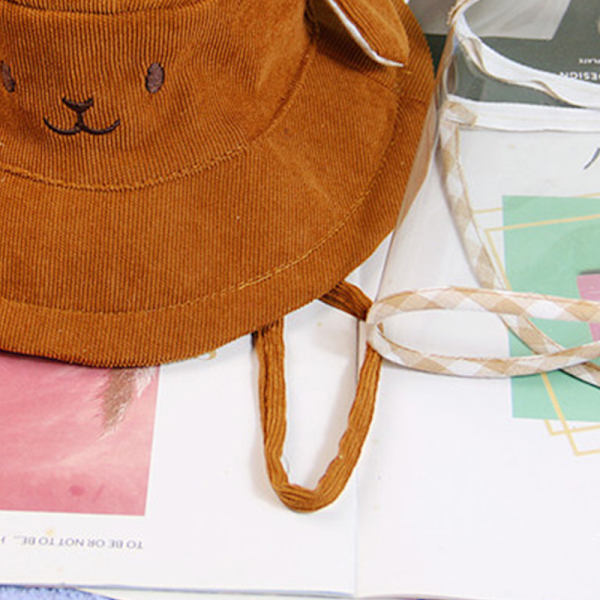 Barn Dammsäker Solhatt Mjuk Cartoon Transparent Justerbar Ansiktsvisir Skydd Mössa för Baby Småbarn Kaffe Färg 18.9 ~ 21.3in