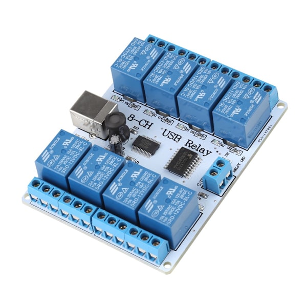 8-kanals 12VDC Typ B USB-reläkortmodulstyrenhet för automation och robotik