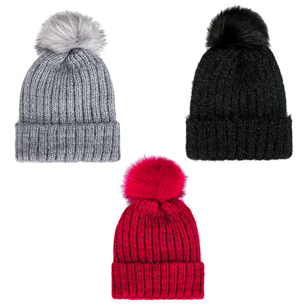 Unisex vintermössa | bobble hatt | Fleecefodrad mössa, grå
