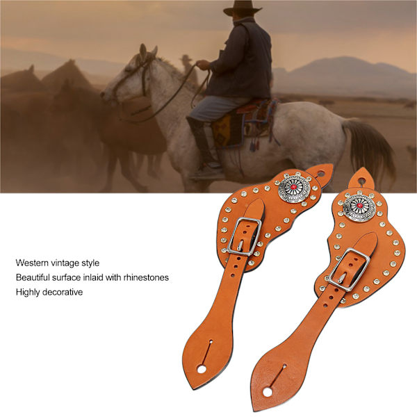 Spur Strap i konstläder, justerbar western sporre rem med spänne för ridning utrustning brun