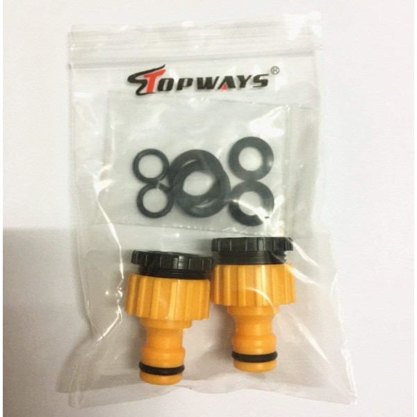 Plast 3/4'' och 1/2'' BSP 2in1 Skruv-i Vattenkran Näsa Flödeskran Anslutninggängad Kranadapter 2 Pack