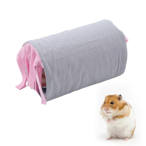 Liten djur tofs tunnel bo säkert avtagbart gömställe rör hus för hamster marsvin kanin (grå rosa)