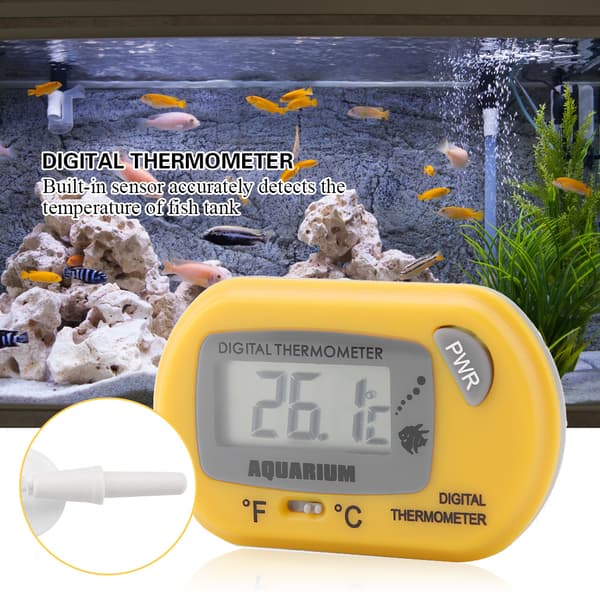 Akvariumtermometer för akvarier, vattentät termometer med kompakt design och enkel installation, mini digital termometer professionell sensor