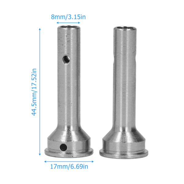 2 st CVD-axlar RC-hjulaxel i stål, 8 mm axeldiameter, 44,5 mm längd för Arrma 1/7 1/8 silver