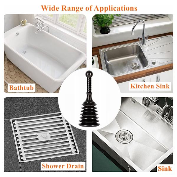 Master Plunger Mps4 Diskho och avloppsplunger för kök, badrum, duschar och badkar. Liten och stark design med stor bälg kommersiell