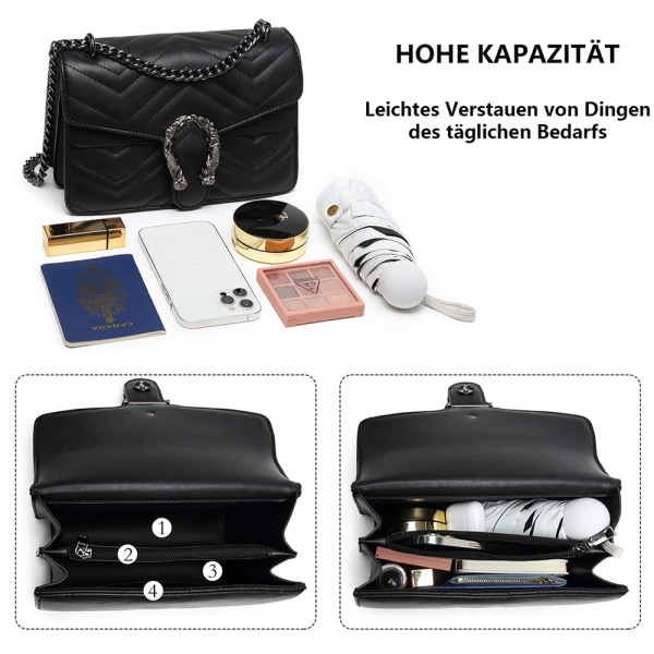 Axelremsväska Dam Läder Handväska Liten Axelremsväska Kedja Crossbody Väska Mode Ormtryckt Kvällsväska med Justerbar Rem