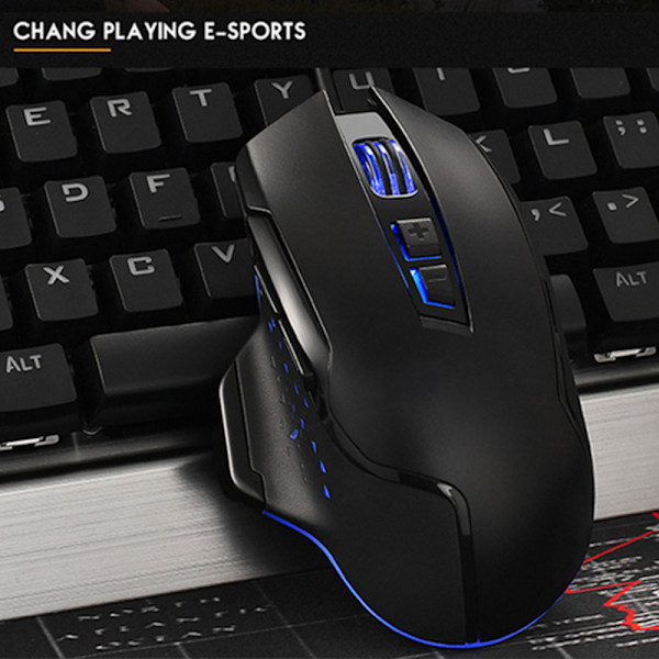 Ergonomisk Tyst Gamingmus, 12000 DPI Justerbar, RGB Auto Andningsljus, 6 Programmerbara Knappar Inklusive Sniperknapp, Bred Kompatibilitet För