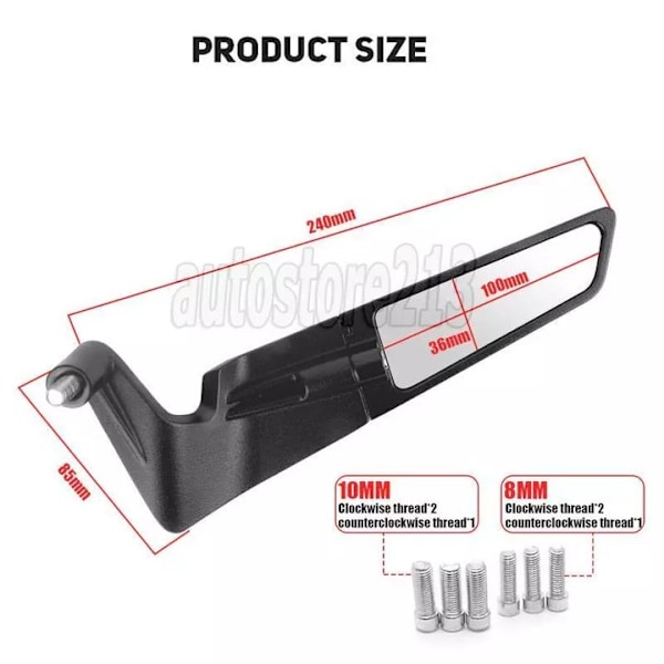 Motorcykel Sidospegel Rotationsbar Passar Yamaha MT-09 MT-07 MT-10 MT-03