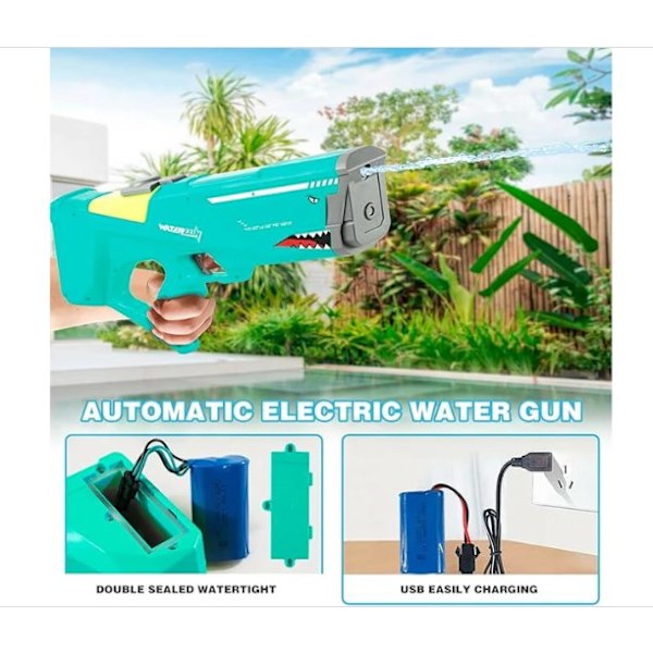 Summer Splash Master, Klassisk Design Elektrisk Vattenpistol, Högkapacitetstank för Längre Stridsessioner (Grön)