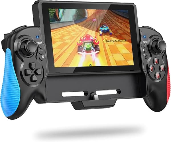 Switch Controller til Nintendo Switch, Genopladelig Plug-in Switch Controller med Ergonomisk Greb og Turbo Funktion, Dobbelt Vibration 6-Akset Bevægelse