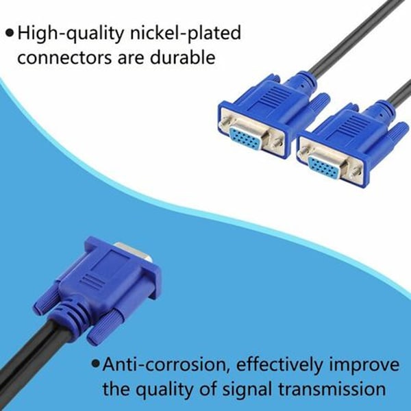 VGA-splitterkabel med dubbla skärmar, VGA Y-kabel, 1 hane till 2 hon-omvandlare, videoadapterkabel för skärmduplicering, VGA-anslutningskabel 1 till 2 hanar