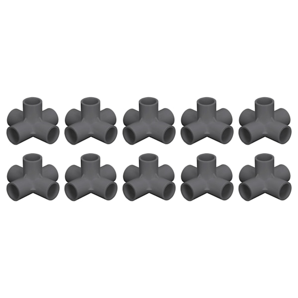 10 st 5-vägs rörkoppling 25mm PVC armbåge rörbeslag för möbler växthus tält svart